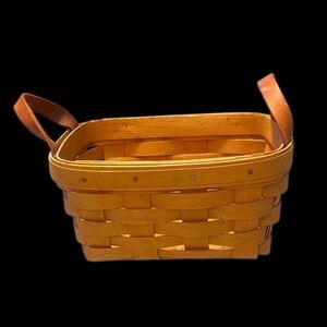 Vintage 2003 Signed Longaberger Basket: Rustic Tan Woven Basket with Handles
